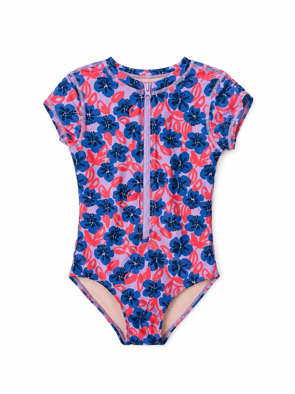 Tea Collection Girls Floral Short Sleeve One Piece Swimsuit Size 7